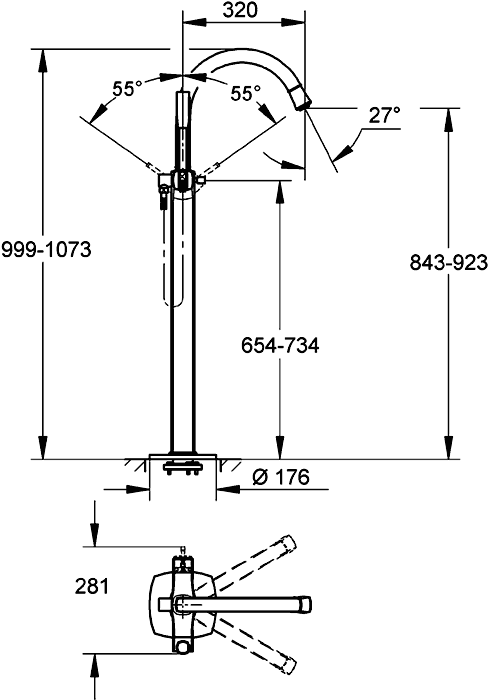 Смеситель для ванны Grohe Grandera 23318IG0 хром/золото