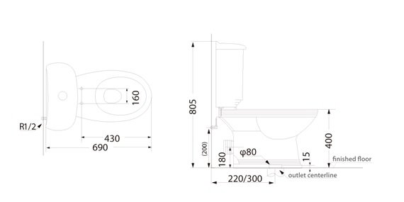 Унитаз напольный унитаз-компакт Creo Ceramique Marseille MA1002+MA1003+MA1001 белый