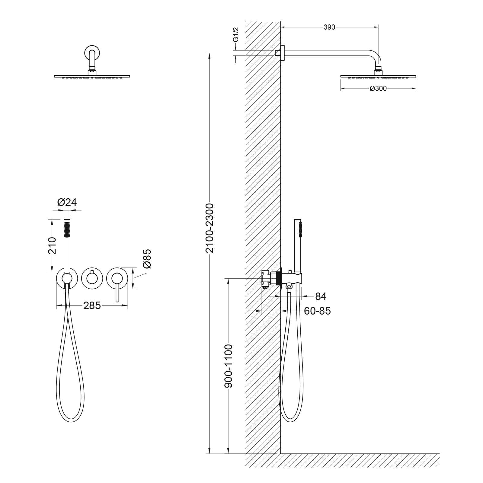 Встраиваемая душевая система со смесителем Timo Saona SX-2349/18SM черное золото