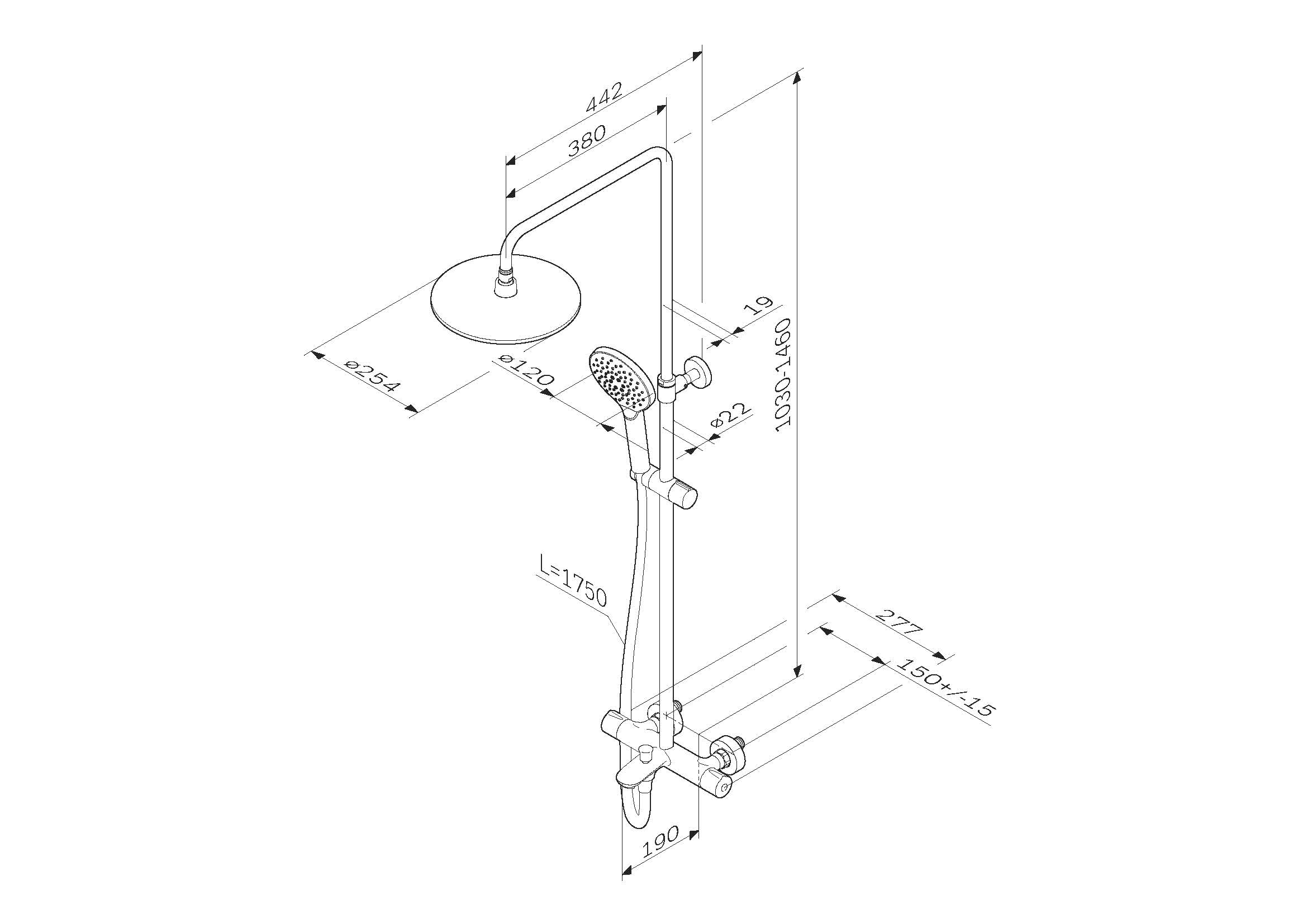 Душевая стойка Am.Pm Like F0780564 хром