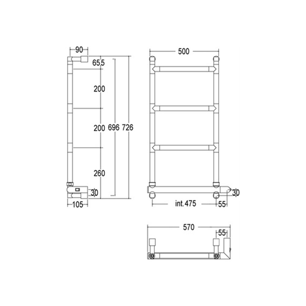 Электрический полотенцесушитель Margaroli Sereno 582-4 5824704CRNB 570x726 Воx
