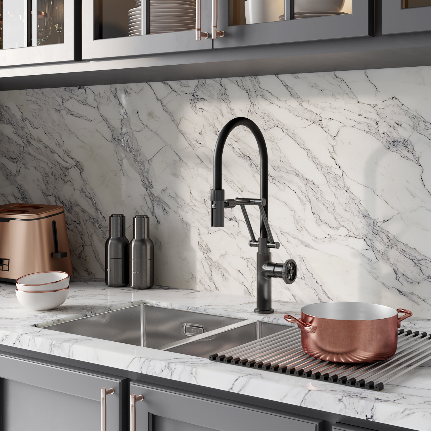 Смеситель для кухни IDDIS Grange GRAGMFLi05 графит/черный