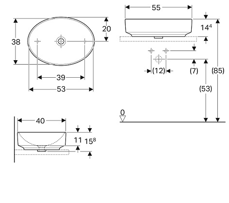 Раковина 55см Geberit VariForm 500.771.01.2