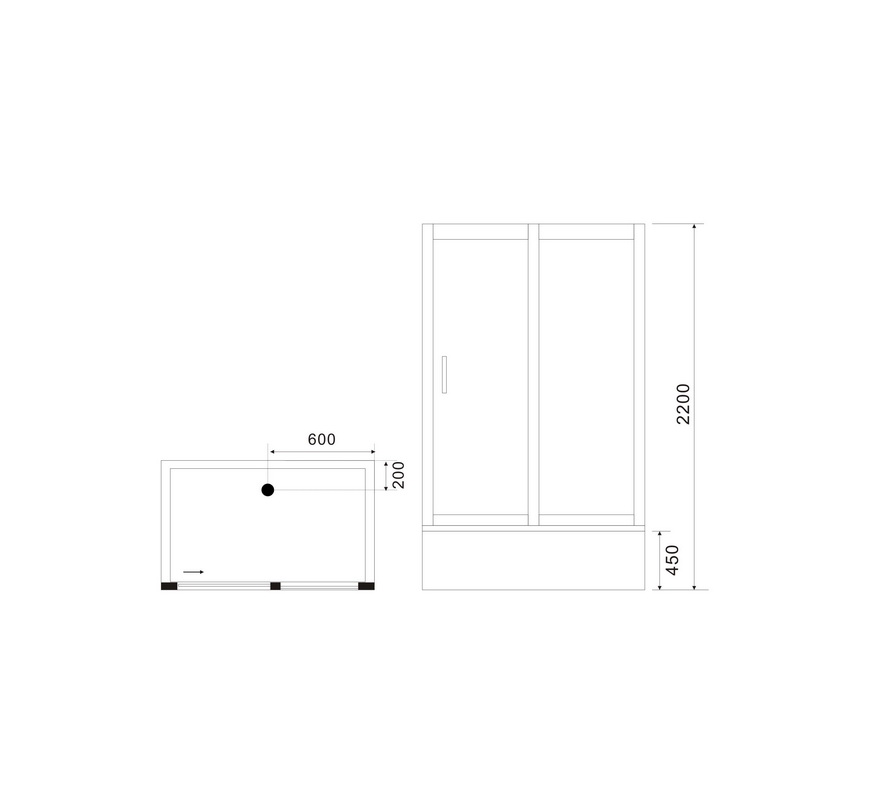 Душевая кабина Black&White G5508 120x90x220 профиль хром глянцевый, стекло прозрачное