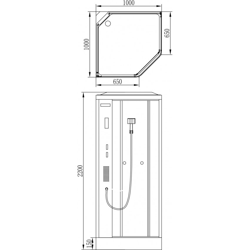Душевая кабина Orans 1120000 100x100x220 профиль белый, стекло прозрачное