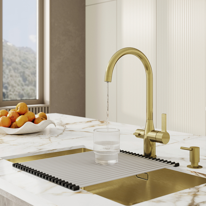 Смеситель для кухни с каналом для фильтрованной воды, матовое золото, Pure, IDDIS PURMGFJi05