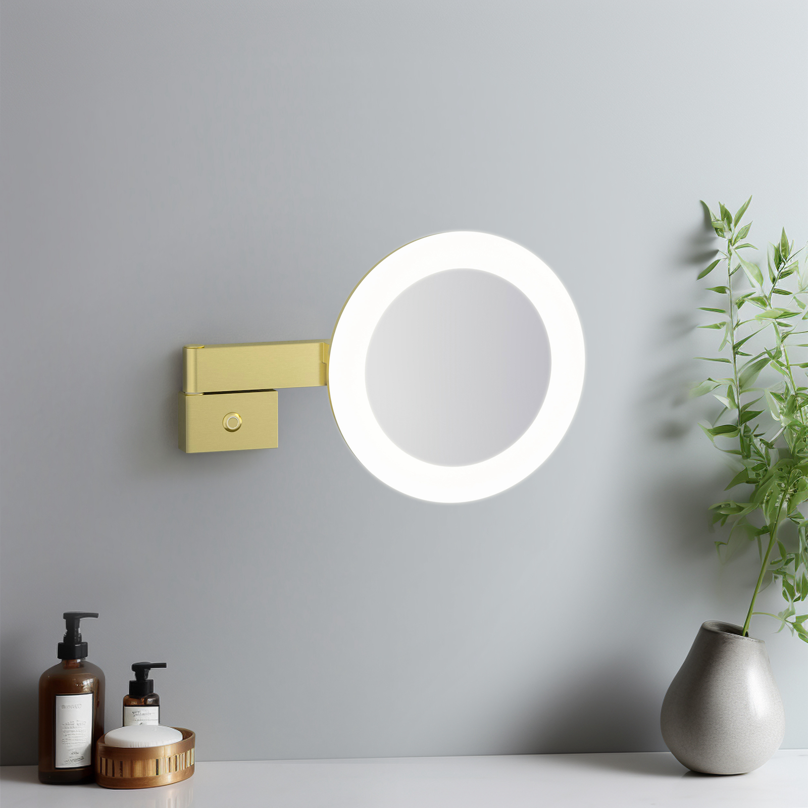 Косметическое зеркало с подсветкой Timo Petruma 15276/17 золото матовое