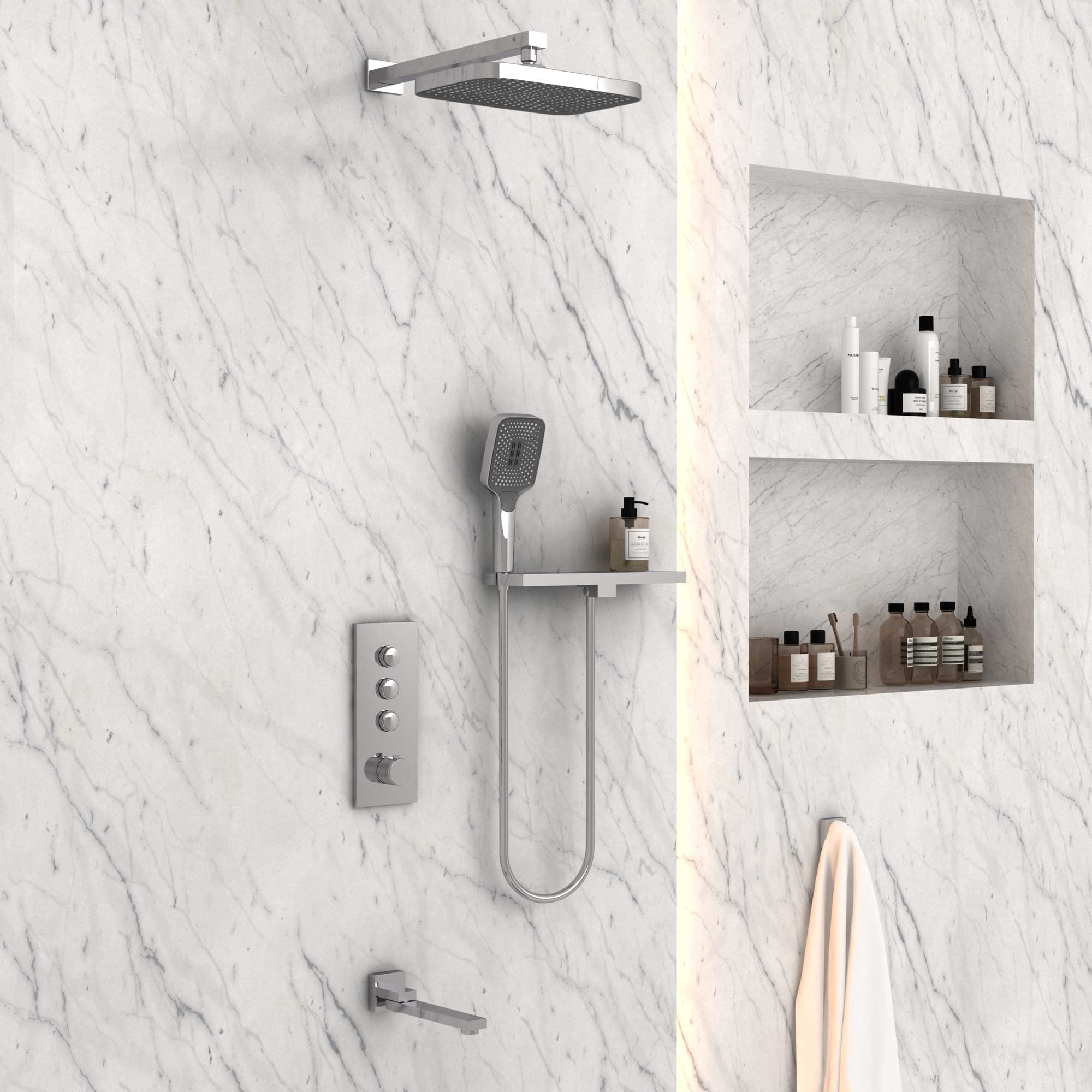 Душевой комплект Vincea VSFW-431T1RCH встраиваемый, термостатический, 3 режима, хром