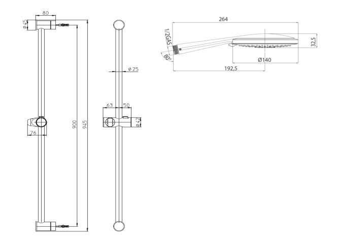 Душевой гарнитур Bossini Mixa D04065P.021 золото