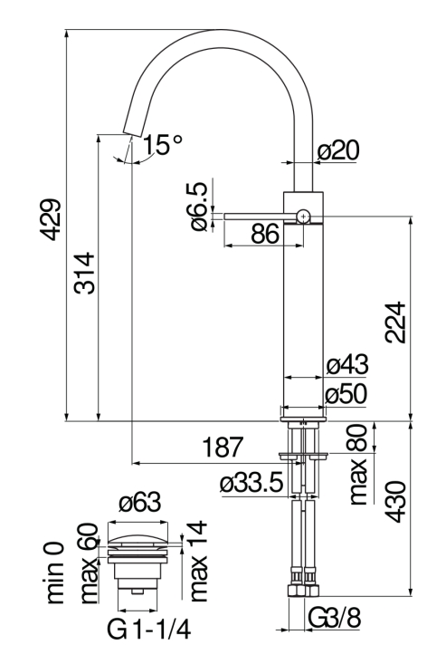 Смеситель для раковины Nobili Velis VE125168/2FLP черный