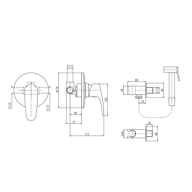 Гигиенический душ со смесителем Rav Slezak Amur AM742, хром
