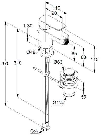 Смеситель для раковины Kludi Pure&Style 402160575 хром