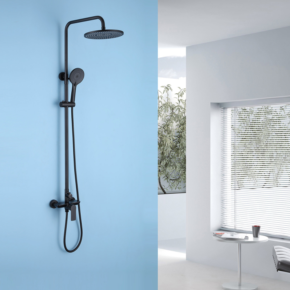 Душевая стойка со смесителем ABBER AF8020B черный матовый