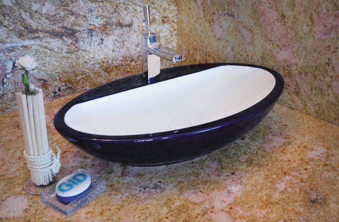 Раковина накладная 73см Gid Nc391 белый/синий