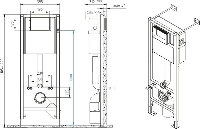 Комплект Cersanit DELFI DPL EO slim + VECTOR + ACTIS  хром глянцевый