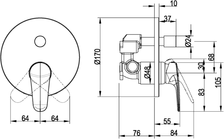 Смеситель для ванны с душем Villeroy & Boch O.Novo Start TVS10535311061 хром