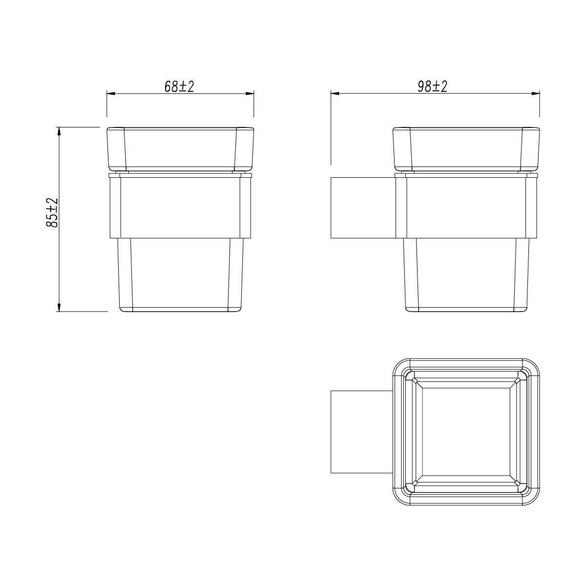 Стакан для зубных щёток Lemark SMOOTH LINE 9732014 с держателем, чёрный матовый