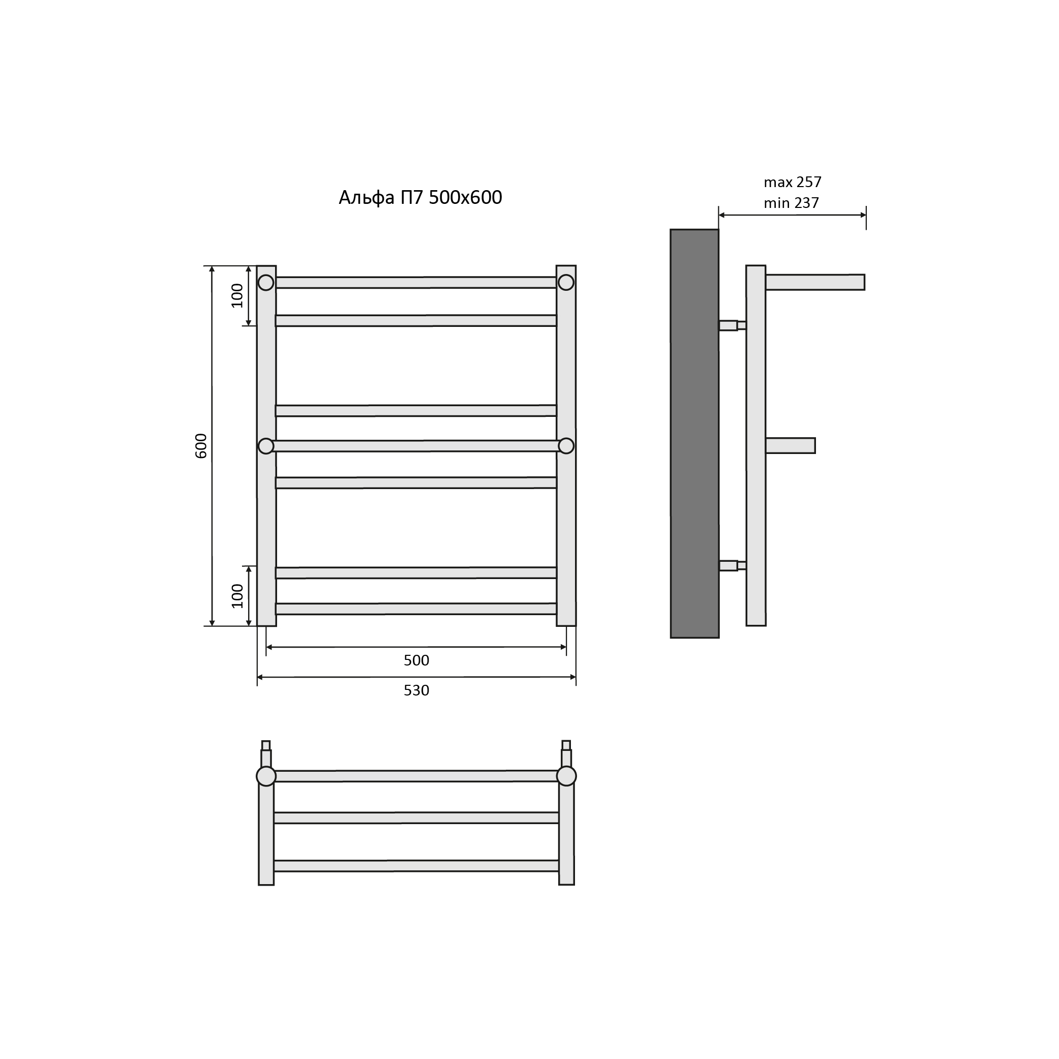 Полотенцесушитель водяной Aquatek Альфа AQ RRP0760CH 60х50 с полкой, хром