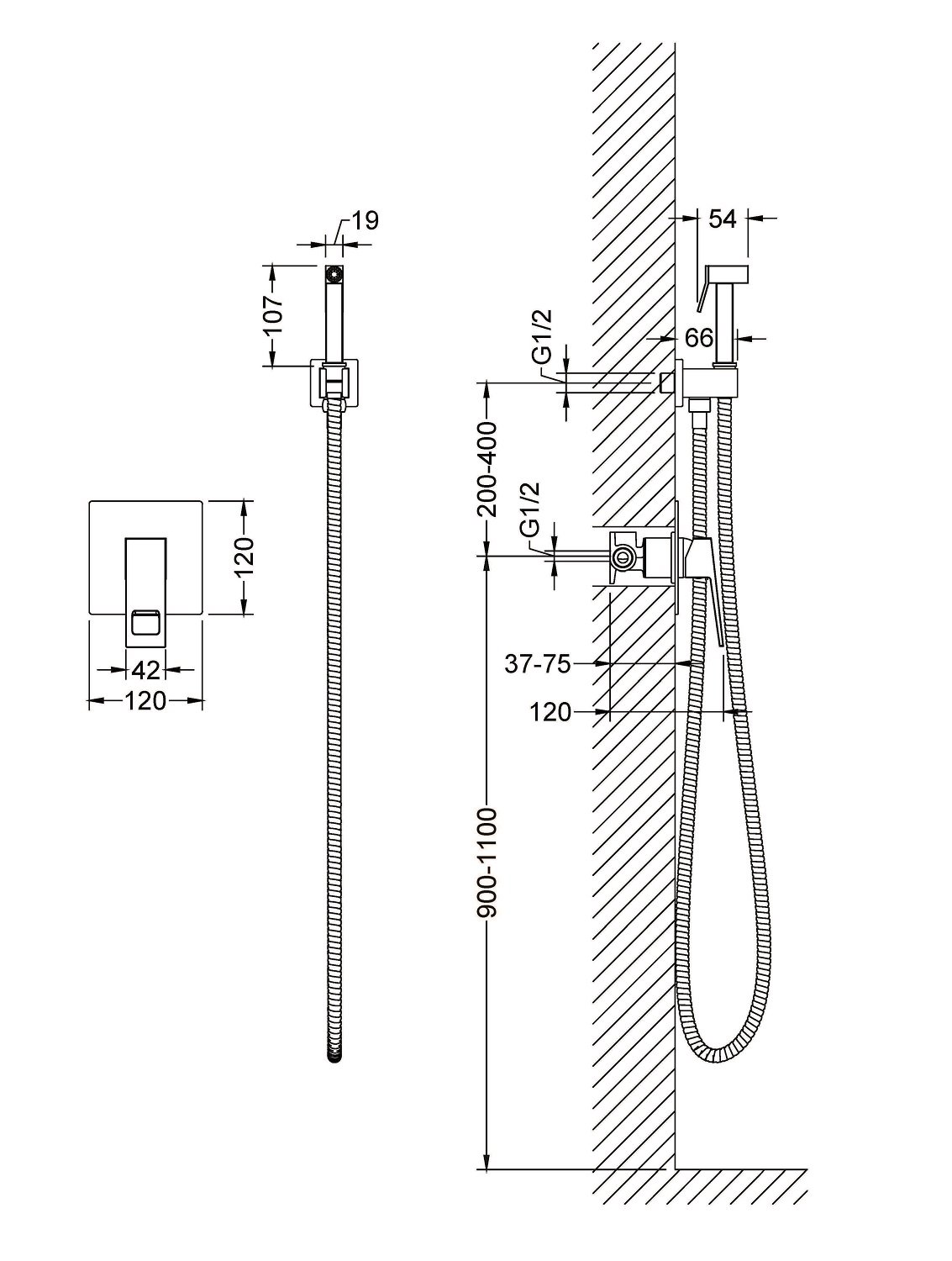 Смеситель для душа Timo Briana 7189/03SM черный матовый