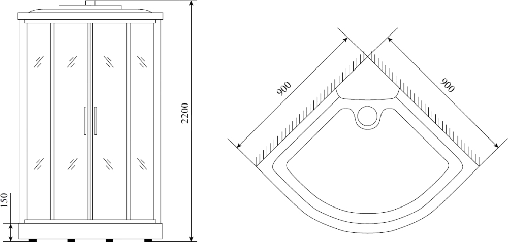 Душевая кабина Timo Lux T-7709 90x90x220 профиль хром глянцевый, стекло прозрачное