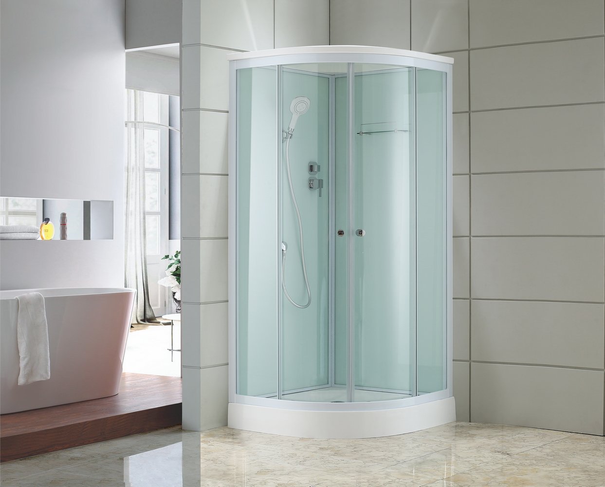 Душевая кабина Black&White G8501 100x100x215 профиль белый, стекло прозрачное