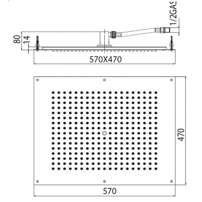 Верхний душ Bossini Dream H38391.073 черный матовый