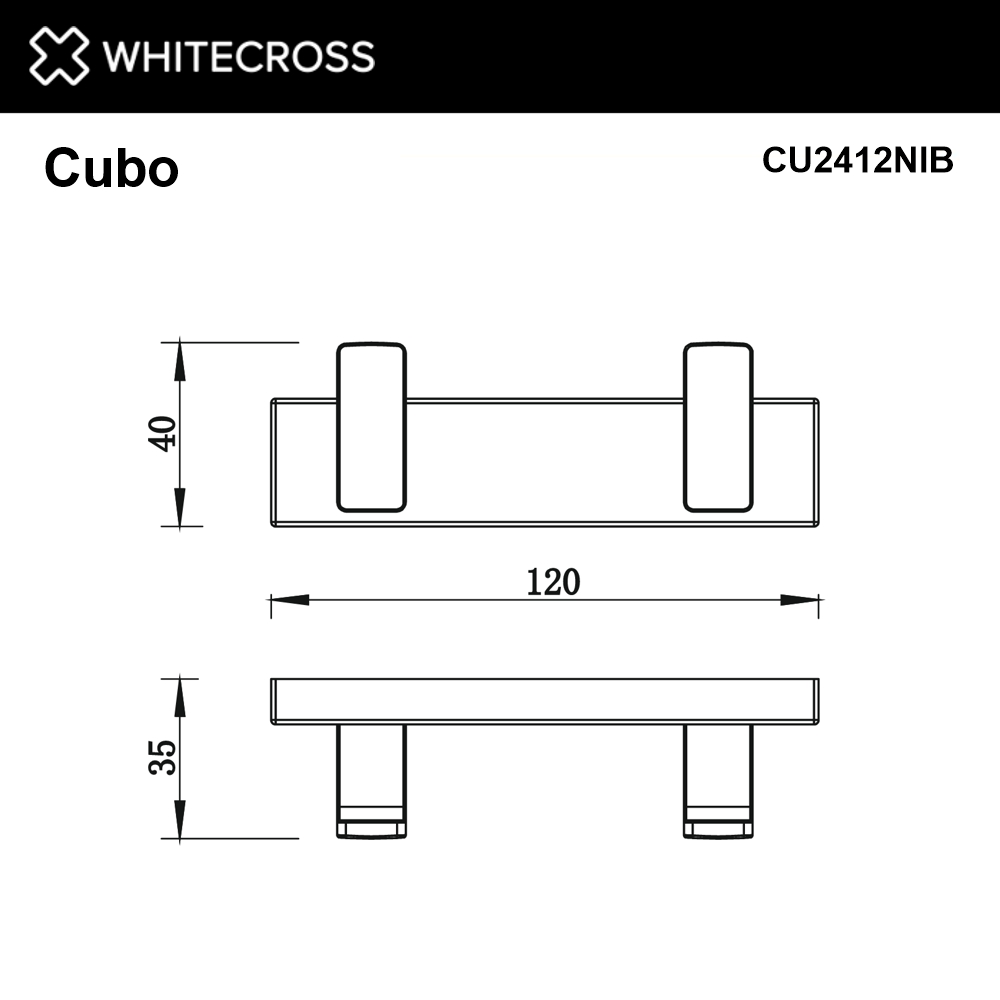 Крючок двойной WHITECROSS Cubo CU2412NIB (брашированный никель)
