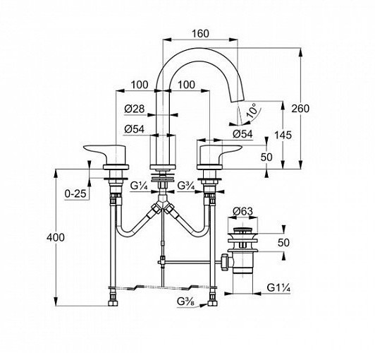 Смеситель для раковины Kludi Objekta 323930575 хром