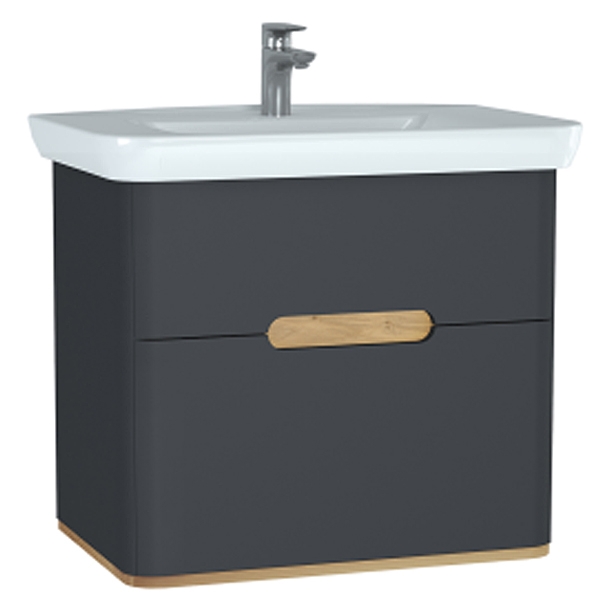 Тумба с раковиной Vitra Sento 80 подвесная Белая матовая