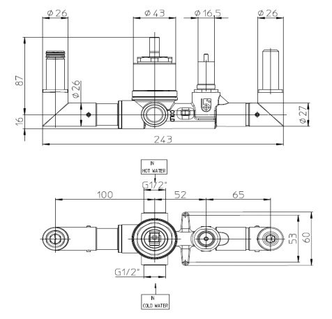  Скрытая часть для встраиваемого смесителя для ванны Bossini Apice Z00546 