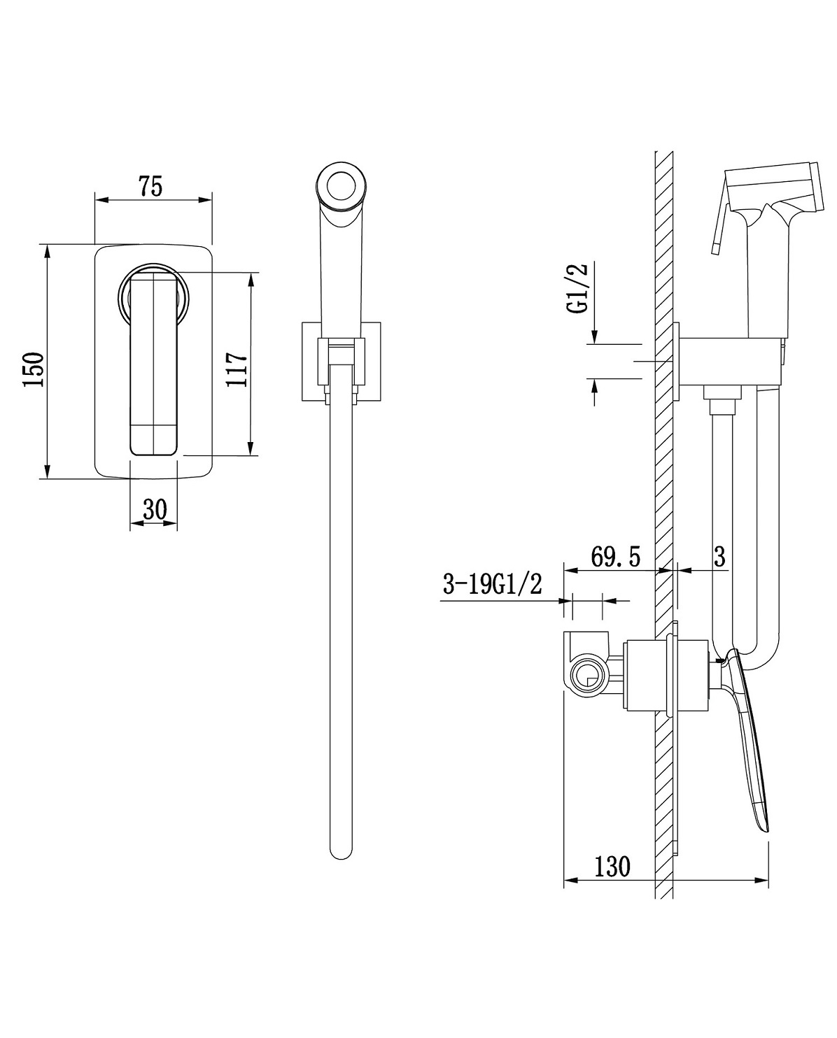 Смеситель для душа Timo Helmi 4089/00-16SM хром;белый глянцевый