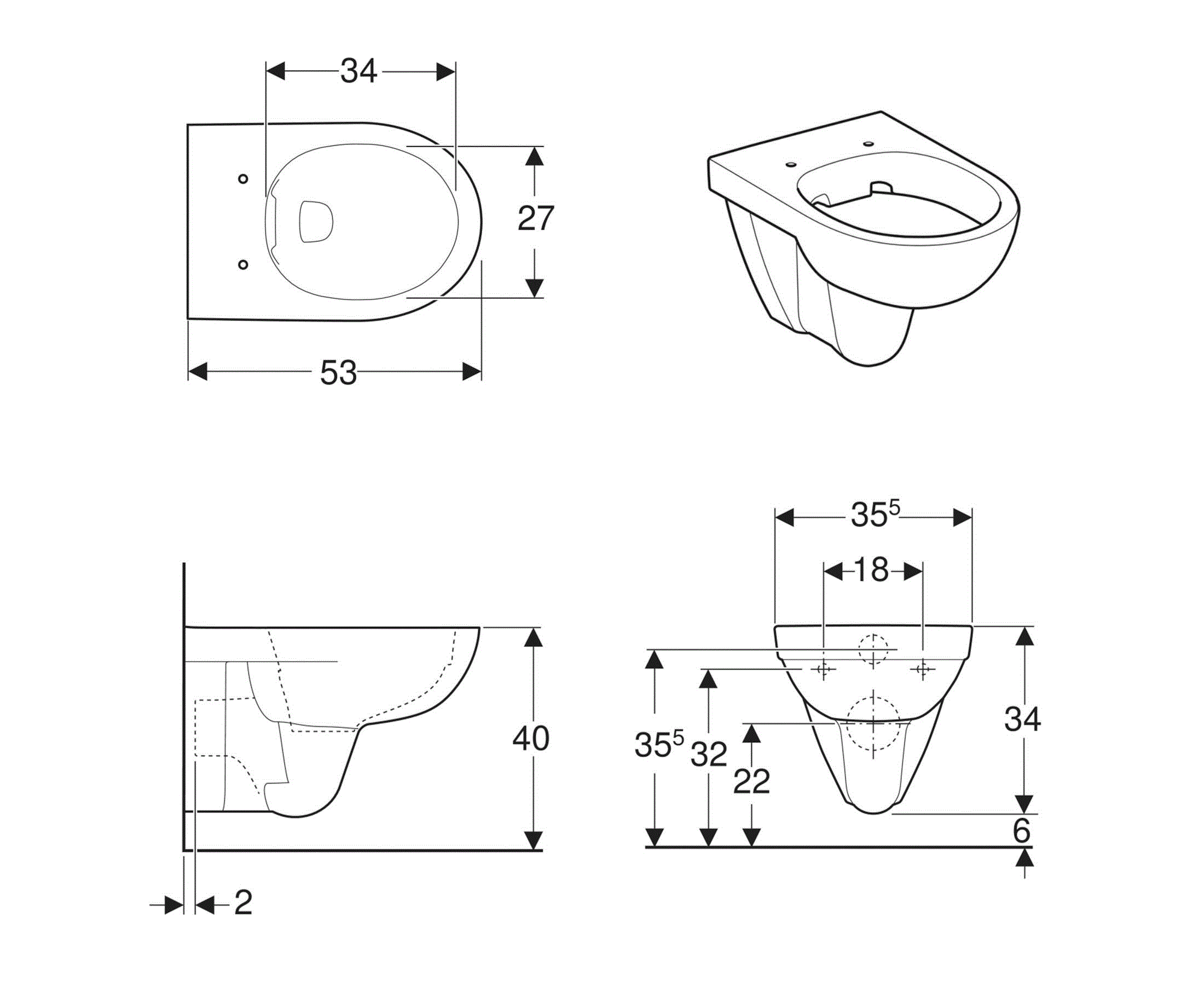 Унитаз подвесной безободковый Geberit Selnova 500.265.01.1 без сиденья