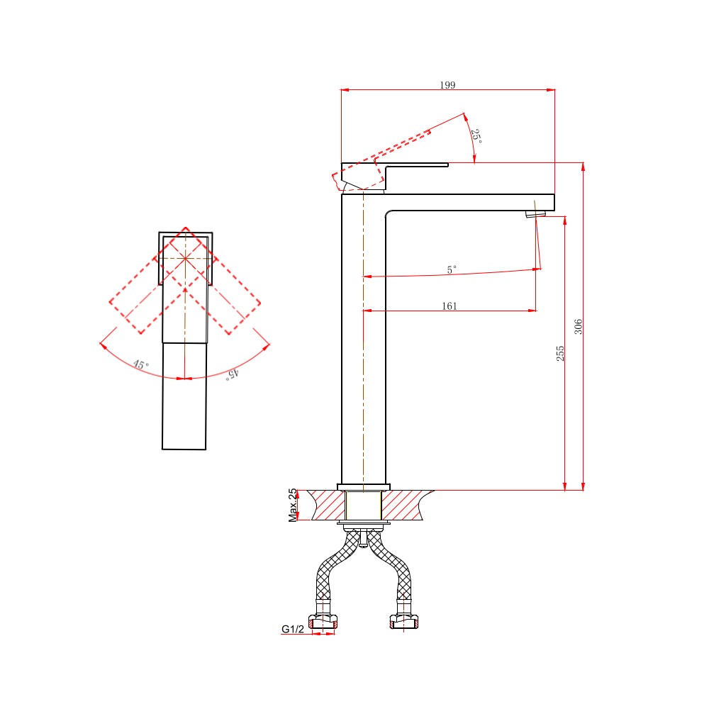 Смеситель для раковины D&K Bayern.Liszt DA1512001, хром