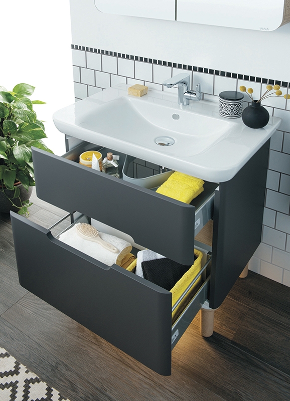 Тумба с раковиной Vitra Sento 65 подвесная Белая матовая