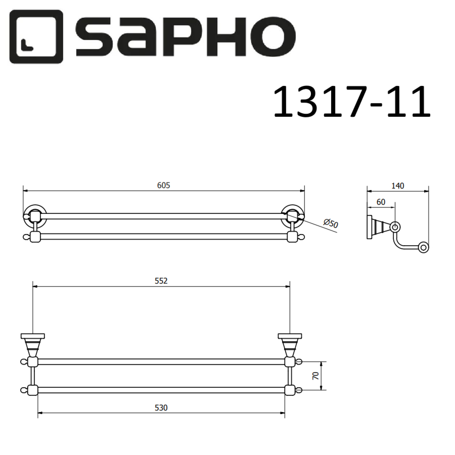 Полотенцедержатель Sapho DIAMOND 1317-11 хром