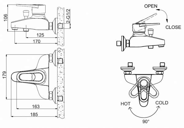 Смеситель для ванны с душем Bravat Loop F6124182CP-01-RUS хром