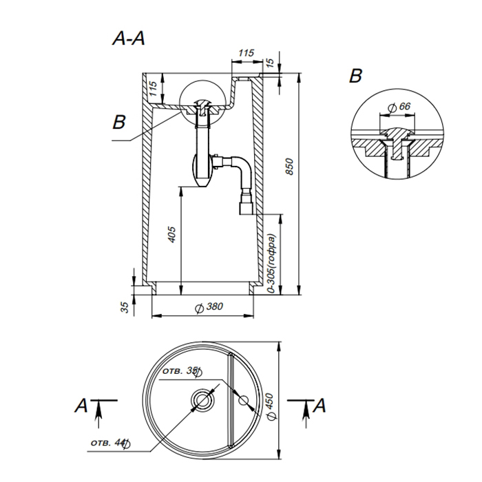 Раковина напольная 45см Salini Armonia 130114G белый