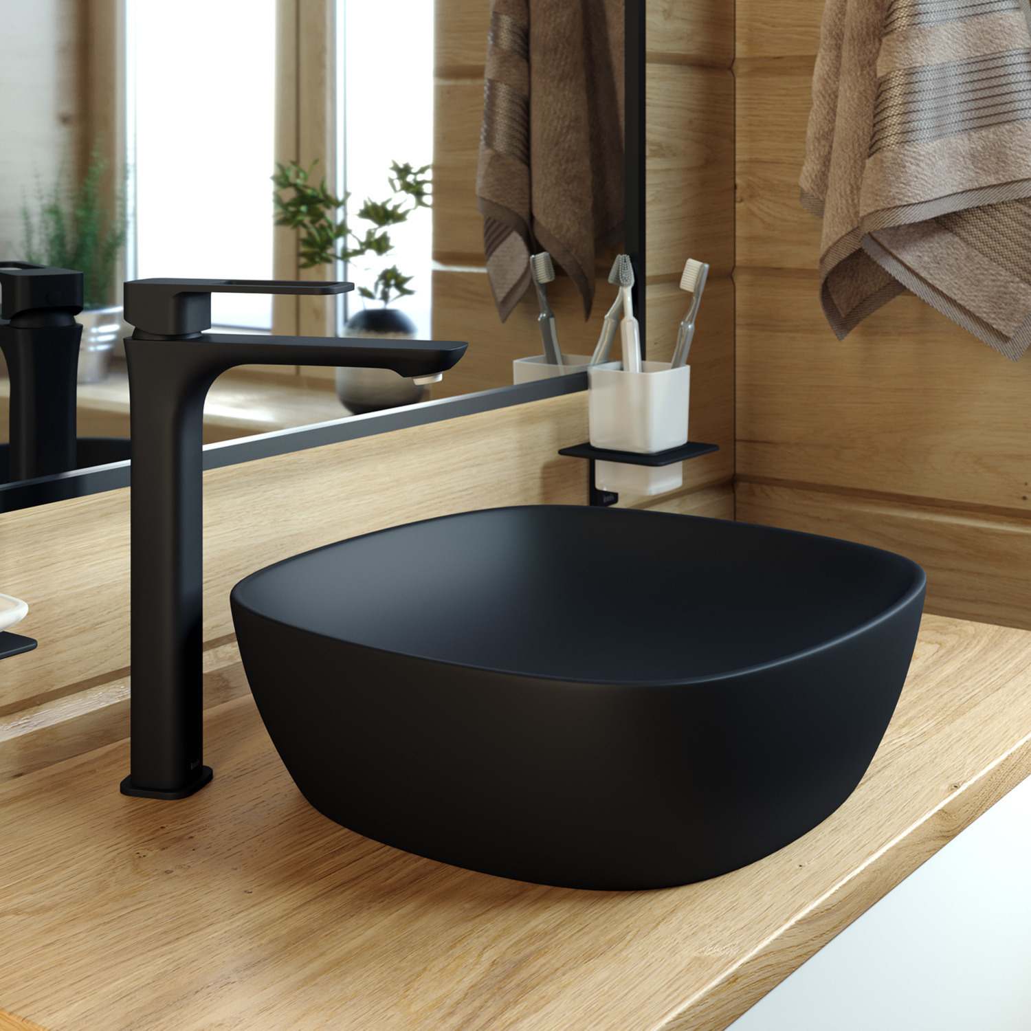 Смеситель для раковины-чаши IDDIS Slide SLIBL01i01 черный матовый