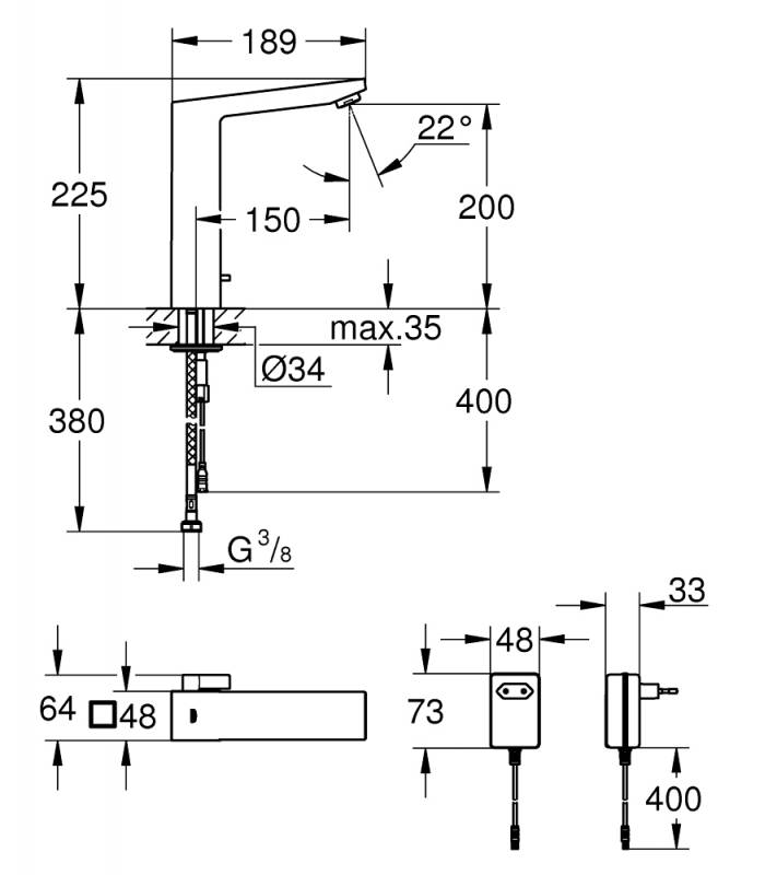 Смеситель для раковины Grohe Eurocube E 36440000 хром