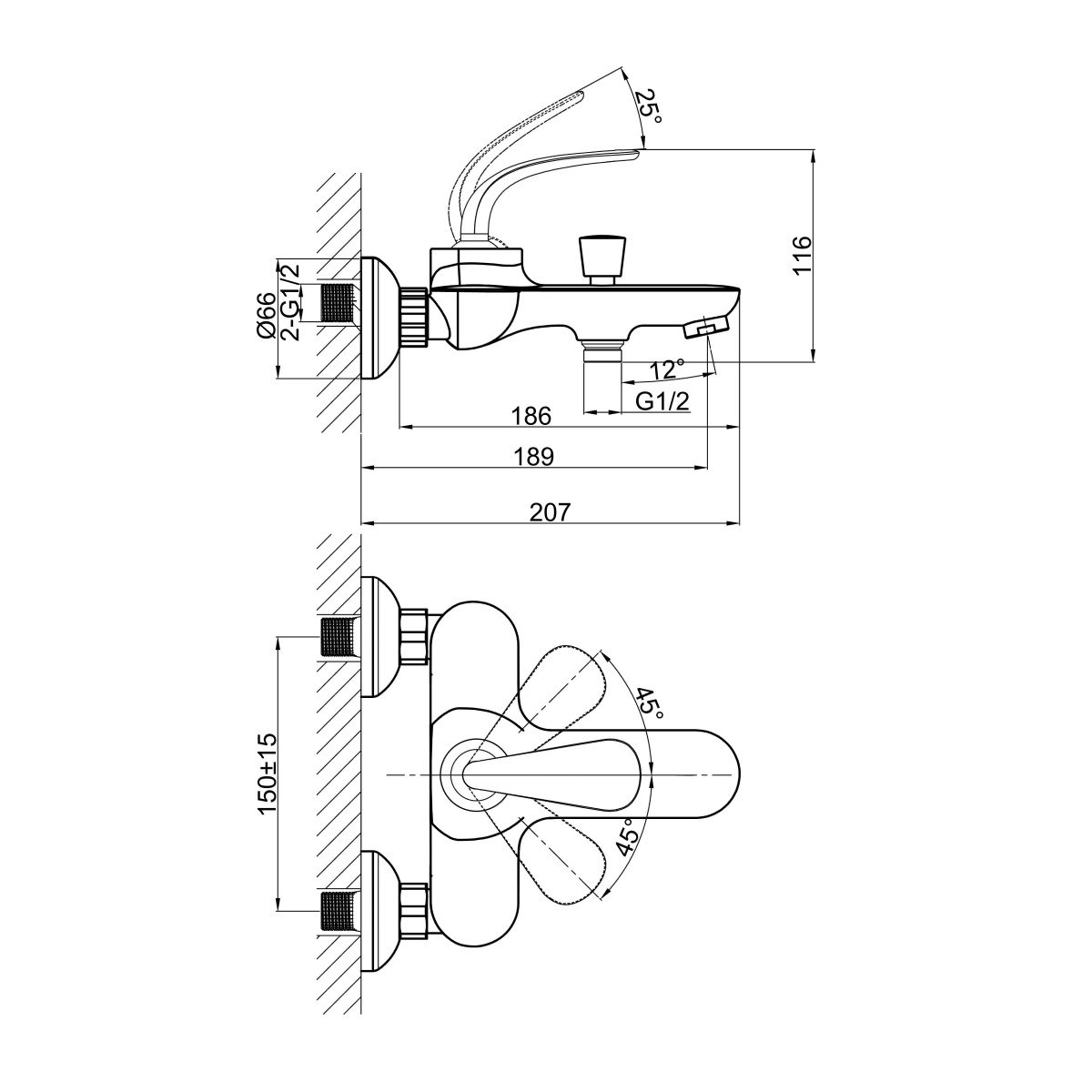 Смеситель для ванны D&K Venice DA1023241, хром