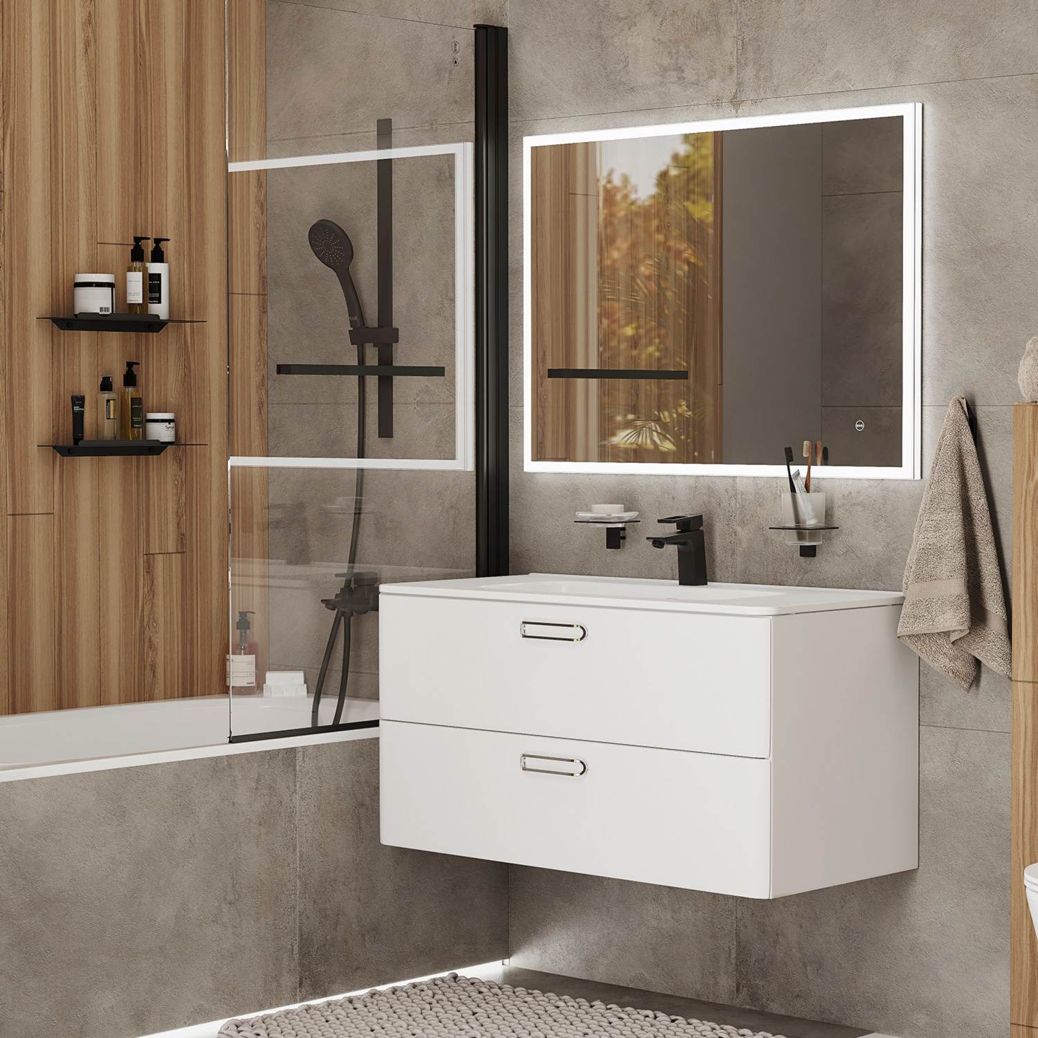 Смеситель для ванны с душем IDDIS Bild BILBL00i02WA черный матовый