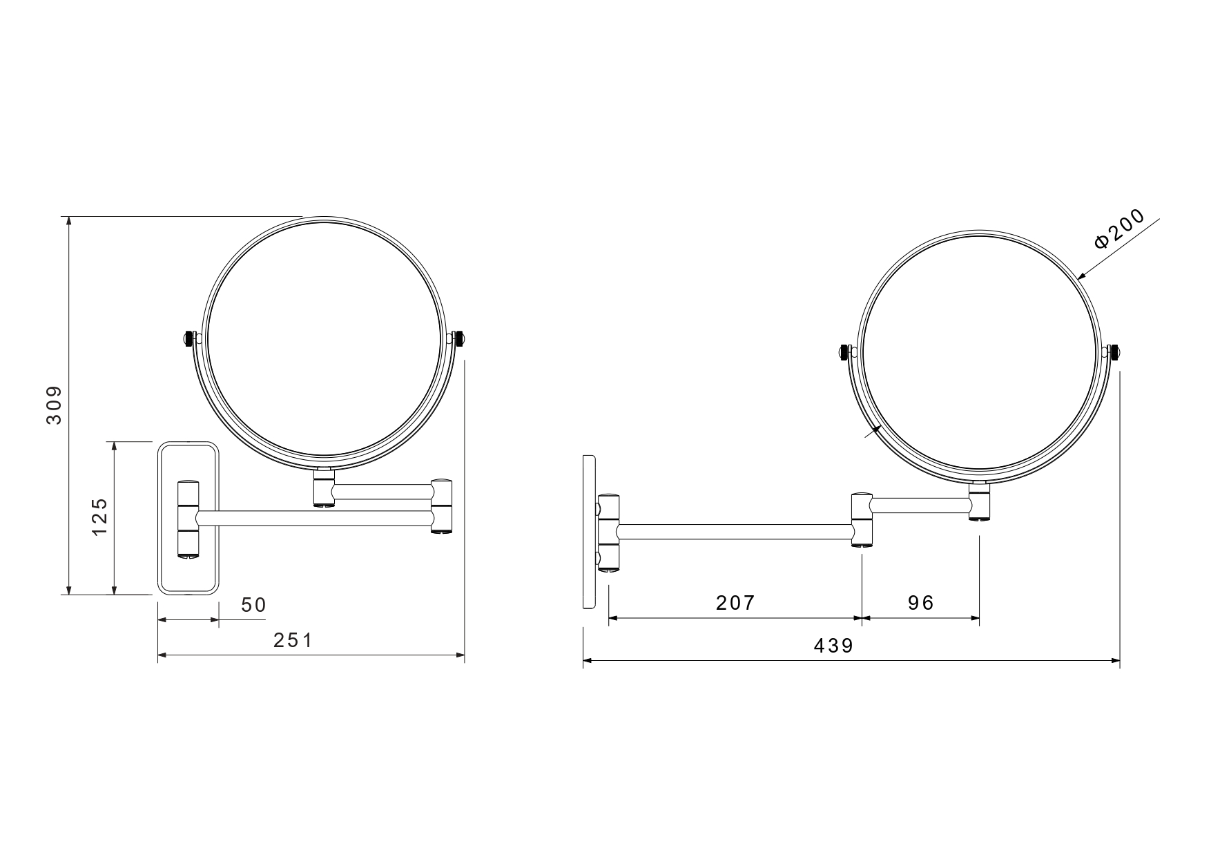 Зеркало косметическое с 3-х кратным увеличением Aquatek AQ4910CR хром