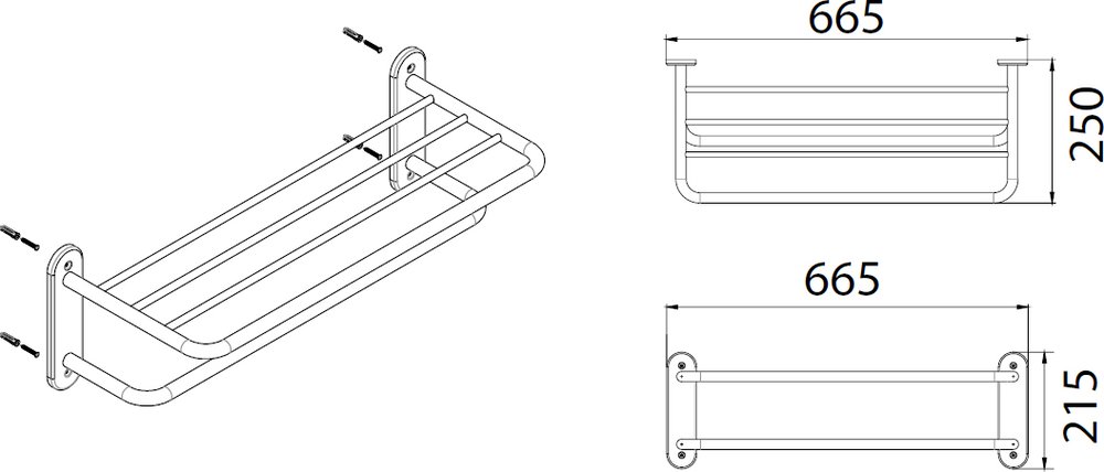 Полка для полотенец Fixsen Hotel FX-31015 Хром