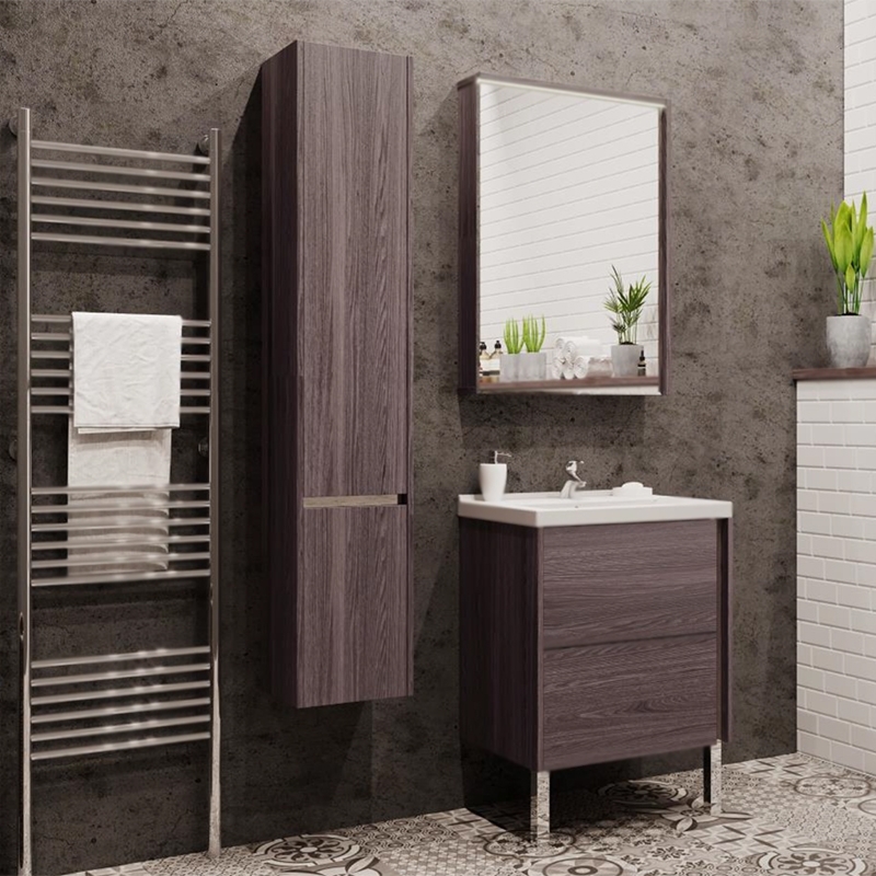 Зеркальный шкаф Акватон Стоун 60 с подсветкой 1A231502SXC80 Грецкий орех