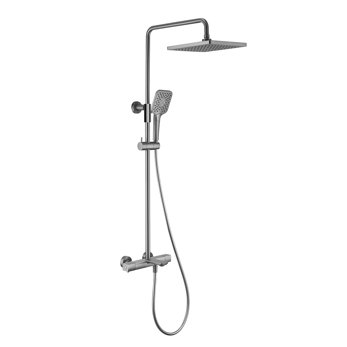 Душевая стойка с термостатом Vincea Next VSFS-1N1TGM вороненая сталь
