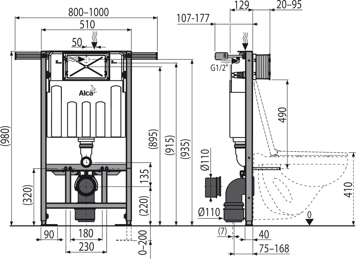Инсталляция для подвесных унитазов AlcaPlast Jadromodul AM102/1000