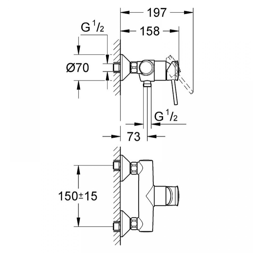 Смеситель для душа Grohe BauClassic 32867000 хром