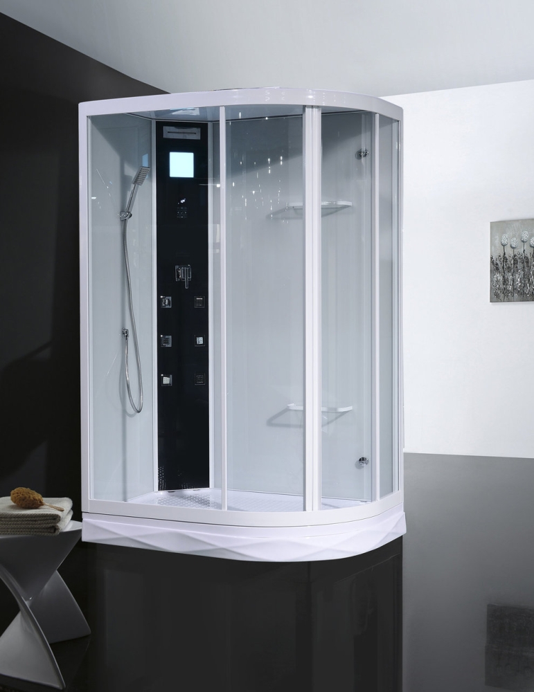 Душевая кабина Orans 86155AL 130x90x220 профиль белый, стекло прозрачное