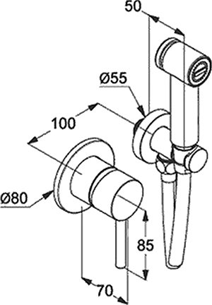 Гигиенический душ со смесителем Kludi Bozz 389983976 черный матовый