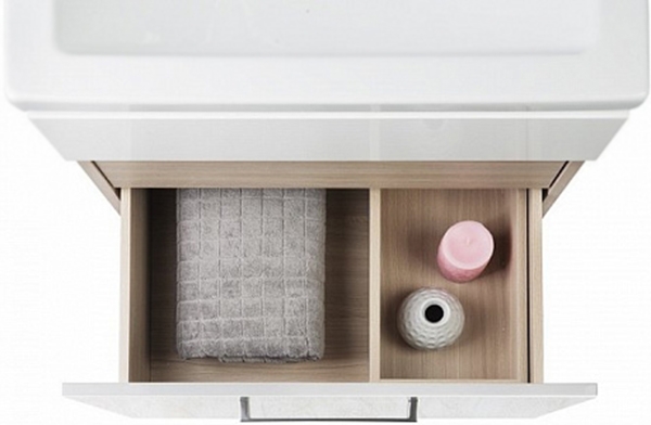 Тумба с раковиной Iddis Mirro 60 подвесная Белая Светлое дерево